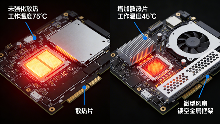 如何通过外部散热强化降低液晶屏的工作温度？